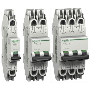 Multi9 C60 UL489 MCB - قديم Schneider Electric تحمل التصنيف UL 489 لحماية الدائرة الفرعية عند قيم التيار الكهربائي الأقل من 10 أمبير وتحمل علامة UL 489 و IEC 947-2 و CE