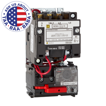 Available NEMA size 00-7 for non-reversing and NEMA size 00-5 for reversing electric motor applications