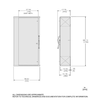 Illustration: Dimensions for 1200A Heavy Duty Safety Switches - Seismic - Visible Blade Type
