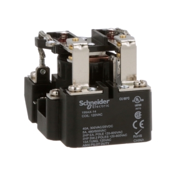 199AX-14 - Power Relay, DPDT, open cover type, screw terminal, 40A 