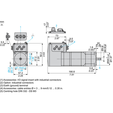 Technical Illustration for Lexium ILA_ILE_ILS - Dimension