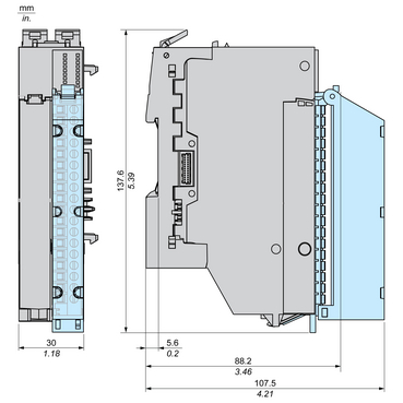 NTSACI0802XHK - Analog Input Module + Base, 8 In, Current, 1/2