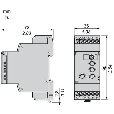 Modular liquid level control relay, 5 A, 2 CO, 24...240 V AC/DC-2