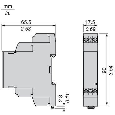 Modular 3-phase supply control relay, 5 A, 1 CO, 208...480 V AC-2