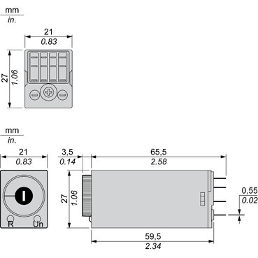single function relay, Harmony Timer Relays, 5A, 4CO, 0.1s..100h, on delay, 230V AC-2