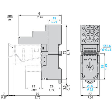 socket, Harmony Electromechanical Relays, for RXM2 RXM4 relays, screw connec to rs, separate contact