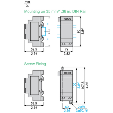 Technical Illustration for Zelio Logic - Dimension