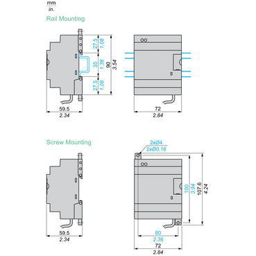 Technical Illustration for Zelio Logic - Dimension