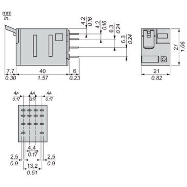Harmony, Miniature plug-in relay, 6 A, 4 CO, with LED, with lockable test button, 48 V AC-2
