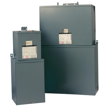 A transformer and circuit breaker distribution panel combined into one wall mounted substation