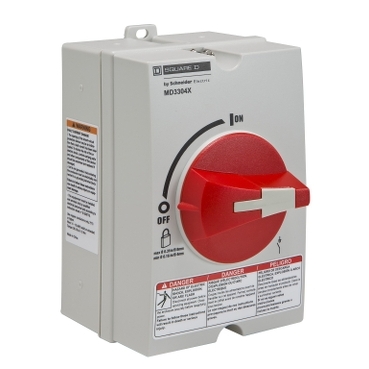 MD Enclosed Disconnect Switch Schneider Electric Listed UL 508 switch suitable for use as a motor disconnect.