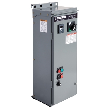 Pre-engineered solution with an integrated circuit breaker disconnect and an Altistart 22 soft starter in a stand-alone enclosure