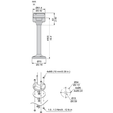 uyuページ XVUZ400 - Fixing plate with 400mm aluminium pole for modular tower