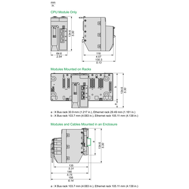 Technical Illustration for Modicon M580 - Dimension