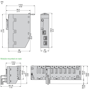 Technical Illustration for Modicon M580 - Dimension