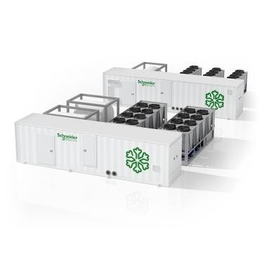 Voorgefabriceerd koelwaterleidingsysteem met pompen met variabele snelheid en besturingen voor de koeling van Tier II en III datacenters.