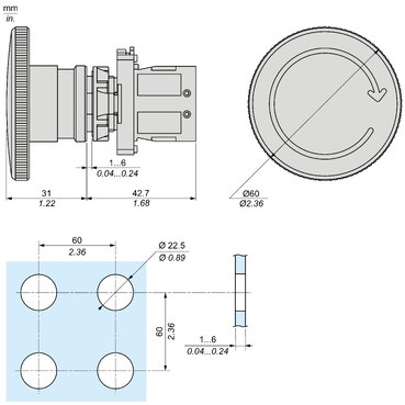 Rページ P20axr-r-1b | Botão Emergência 22mm C/ Cogumelo 30mm -vm-1nf - LUZ