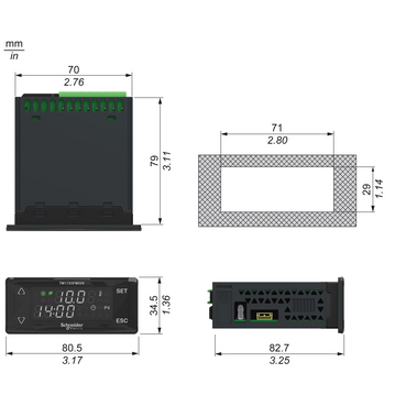 Technical Illustration for Modicon M173 - Dimension