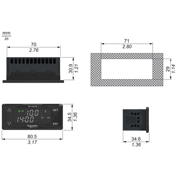 Technical Illustration for Modicon M173 - Dimension