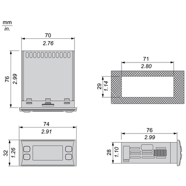 Technical Illustration for Modicon M171 - Dimension