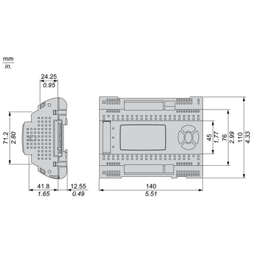 Technical Illustration for Modicon M171 - Dimension