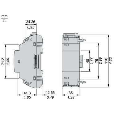 Technical Illustration for Modicon M171 - Dimension