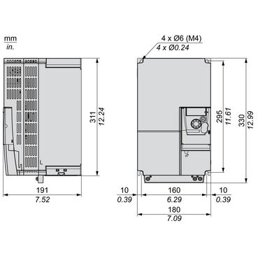 variable speed drive ATV310. 15 kW. 20 hp. 380...460 V. 3 phase. without filter-2
