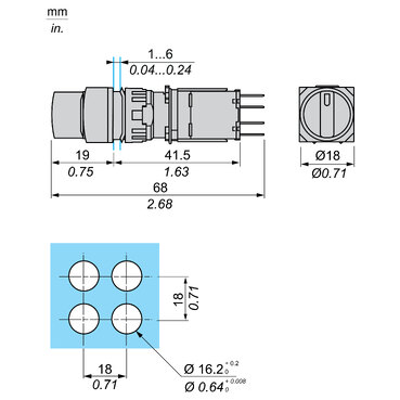 XB6AD235B - Selector switch, Harmony XB6, black round, 16mm