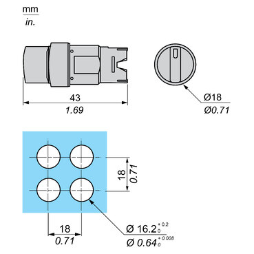 ZB6AD23 - Head for selector switch, Harmony XB6, black