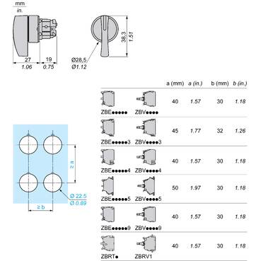 ZB4BJ8 - Head for selector switch, Harmony XB4, metal, black