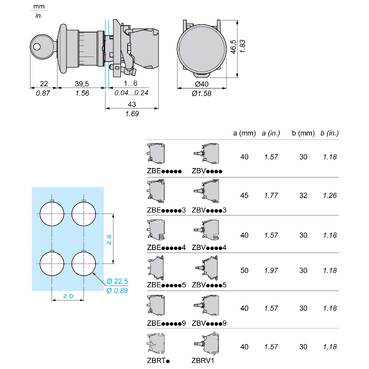 XB4BS9442 - Kırmızı Ø40 Acil durdurma, kapatma Ø22 mandallama