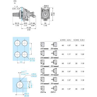 XB4BD912R47K - Complete potentiometer, Harmony XB4, metal, 22mm