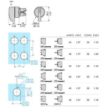 ZB5AJ2 - Head for selector switch, Harmony XB5, plastic, black