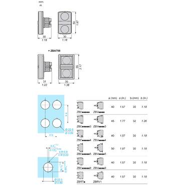 ZB5AA7341 - Head for double headed push button, Harmony XB5