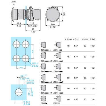 XB5AS8442 - Botão Ø22mm plástico, emergência, girar para destravar