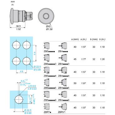 ZB5AT84 - 圆形紧急停机蘑菇头Ø 40 - 推-拉- Ø 22 - 红| 施耐德电气