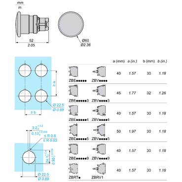 ZB5AR2 - Head for non illuminated pushbutton, Harmony XB5