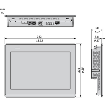 touch panel screen, Harmony ST6, 12inch wide display, 2COM, 2Ethernet, USB host and device, 24V DC
