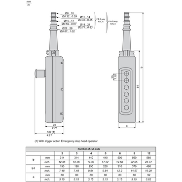 XACA48141 - pendant control station XAC-A - 4 pushbuttons + 1