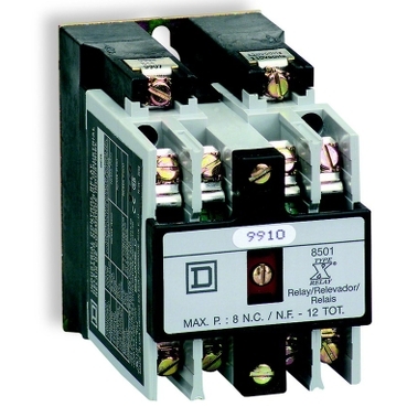 Square D NEMA Relay Square D Square D® 8501 Type X 릴레이는 더 큰 설계 유연성을 위해 모듈러 구조를 가진 투박하고, 튼튼한 설계를 겸비하고 있습니다.