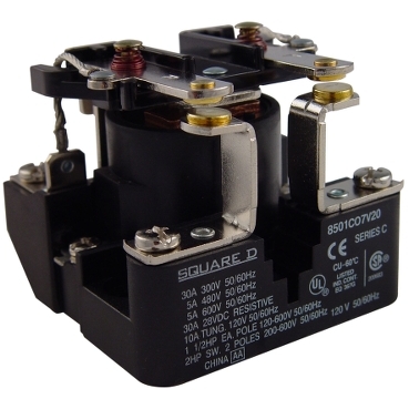 Square D 8501 Type C Open-Frame Power Relays Schneider Electric 단상 모터, 전기 히터, 펌프, 컨베이어, 자재 취급 장비 및 기타 강력한 응용 분야를 제어하는 ​​데 이상적입니다.
