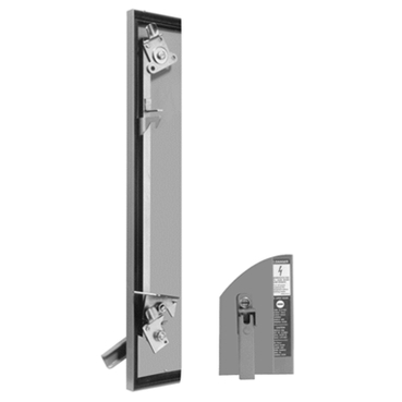 The door-closing mechanisms may be used on enclosures with door openings up to 91 inches high.