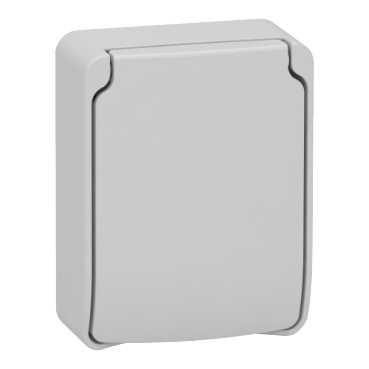 PratiKa socket - grey - 2P + E - 10/16 A - 250 V - German - IP65 - surface-2