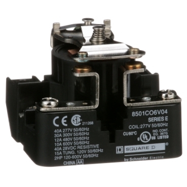 8501CO6V04 - Power Relay, Type C, 2.0 HP, 30A resistive at 300 VAC, SPST, 1  normally open contact, 277 VAC coil