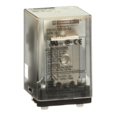 8501KUDR13V53 - Plug in relay, Type KU, blade, 0.5 HP at 240