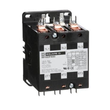 Chispa  chispear campana respirar 8910DPA93V06 - Contactor, Definite Purpose, 90A, 3 pole, 50 HP at 575 VAC,  3 phase, 440/480 VAC 50/60 Hz coil, open | Schneider Electric USA