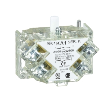 9001KA1 - Contact block with protected terminals, Harmony 9001K, Harmony  9001SK, 0600V, silver alloy contacts, screw clamp terminal, positive  opening, 1 CO
