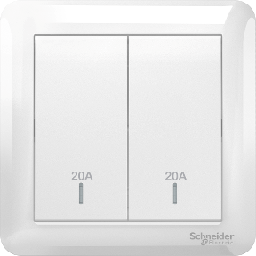 A3g32d20n We G11 20a 250v 2 Gang 1 Way Double Pole Switch