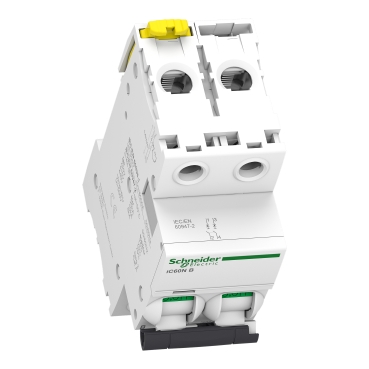 Miniature circuit-breaker, Acti9 iC60N, 2P, 63 A, B curve, 6000 A (IEC 60898-1), 10 kA (IEC 60947-2)-3