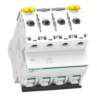 Miniature circuit breaker (MCB), Acti9 iC60N, 4P, 32A, C curve, 6000A (IEC/EN 60898-1), 10kA (IEC/EN 60947-2)-3